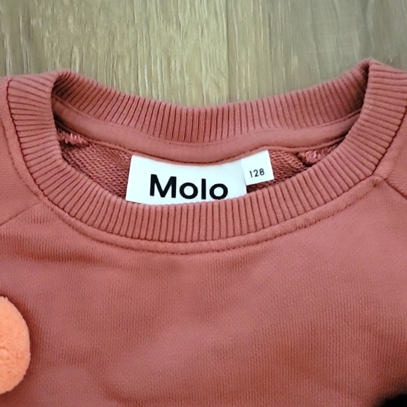 EUC Girls Molo Marcelle Blush Pom Pom Sweatshirt size 8 - Picture 2 of 6